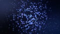 Abstract bacteria virus molecules moving slowly on dark blue background, seamless loop. Animation. Microorganism cells