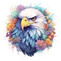 Abstract Bald eagle head portrait from multicolored paints. Splash of watercolor, colored drawing, realistic. Vector illustration Royalty Free Stock Photo