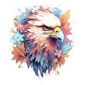 Abstract Bald eagle head portrait from multicolored paints. Splash of watercolor, colored drawing, realistic. Vector illustration Royalty Free Stock Photo