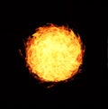 Abstract ball fire flames on black background