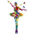 Abstract ballerina patterned in colored butterflies