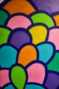 Abstract balloon scale wall art with green blue yellow pink purple and orange blobs at Ohio Otherworld