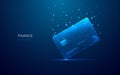 Abstract bank credit card on technology dark blue background.