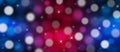 Abstract Blurred Lights Bokeh and Glittering Sparkles in Dark Blue and Red Gradient Background Banner Royalty Free Stock Photo