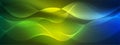 Vector Abstract Smooth Waves and Lines Pattern in Blue, Yellow and Green Gradient Background Banner Royalty Free Stock Photo