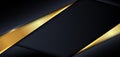 Abstract banner design template modern luxury blue and gold triangle overlapping layer on dark and shadow background