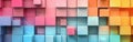 Pastel Geometric Wall with Squares & Rectangles - Abstract Banner Illustration for Wallpaper & AI Design Royalty Free Stock Photo