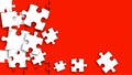 Abstract banner template made from puzzle pieces. Concept of puzzle, difficult decision, chaos. Vector on red background Royalty Free Stock Photo