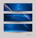 Abstract banners set with image of speed movement pattern and motion blur over dark blue color. Royalty Free Stock Photo