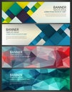 Abstract Banners set. Polygonal geometric and colorful squares. Background with different design elements. Vector Royalty Free Stock Photo