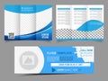 Abstract banners web design template, horizontal header web banner, blue horizontal. Flyer set. Trifold Brochure. Royalty Free Stock Photo