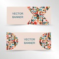 Abstract banners - website headers with geometricaly shaped pattern