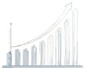Abstract bar chart illustration showing continuous business development and upward trend Royalty Free Stock Photo