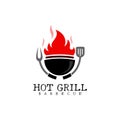 Abstract Barbecue logo with fire icon vector, vintage Royalty Free Stock Photo