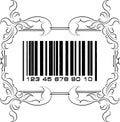 Abstract barcode with floral frame.