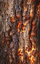 Abstract bark tree background. Bark of pine, spruce, oak. Raster bitmap concept pattern. Burning flame fire