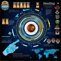 Abstract basketball infographic in computer game style. Vector background with information, chart