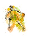 Abstract basketball player with ball from a splash of watercolor Royalty Free Stock Photo