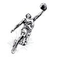 Abstract basketball player with ball from splash of watercolors. illustration of paints Royalty Free Stock Photo