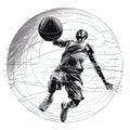 Abstract basketball player with ball from splash of watercolors. illustration of paints Royalty Free Stock Photo