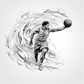 Abstract basketball player with ball from splash of watercolors. illustration of paints Royalty Free Stock Photo