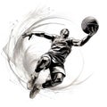 Abstract basketball player with ball from splash of watercolors. illustration of paints Royalty Free Stock Photo