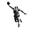 Abstract basketball player with ball from splash of watercolors. illustration of paints Royalty Free Stock Photo