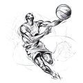 Abstract basketball player with ball from splash of watercolors. illustration of paints Royalty Free Stock Photo