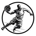 Abstract basketball player with ball from splash of watercolors. illustration of paints Royalty Free Stock Photo