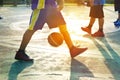 Abstract basketball players in the park, colorful and blur concept