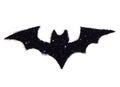 Abstract bat of black glitter. Festive Halloween symbol, icon