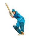 Abstract batsman playing cricket from splash of watercolors, colored drawing, realistic