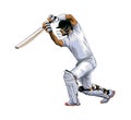 Abstract batsman playing cricket from splash of watercolors, colored drawing, realistic Royalty Free Stock Photo