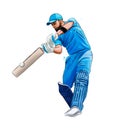 Abstract batsman playing cricket from splash of watercolors, colored drawing, realistic Royalty Free Stock Photo