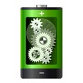 Abstract - battery with gear wheels inside