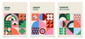 Abstract Bauhaus Book Cover Design Collection. Geometric style cover template for magazine, annual report, booklet