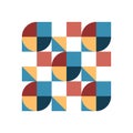 Abstract Bauhaus geometric design with a colorful pattern and modern symmetry. The artwork features circles and squares