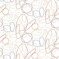 Abstract beaded lines in circles texture. Vector background seamless pattern design.