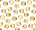 Abstract beads seamless pattern in gold xmas color.