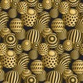 Abstract beads seamless pattern in gold xmas color. Royalty Free Stock Photo
