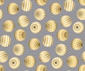 Abstract beads seamless pattern in gold xmas color. Royalty Free Stock Photo