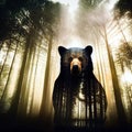 Abstract bear background. ai generated. Bear double exposure background Royalty Free Stock Photo