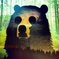 Abstract bear background. ai generated. Bear double exposure background Royalty Free Stock Photo