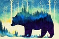 Abstract bear background. ai generated. Bear double exposure background Royalty Free Stock Photo