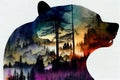 Abstract bear background. ai generated. Bear double exposure background Royalty Free Stock Photo