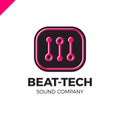 Abstract beat tech equalizer music logo box design in vector.