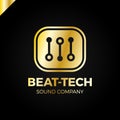 Abstract beat tech equalizer music logo box design in vector.