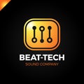 Abstract beat tech equalizer music logo box design in vector.