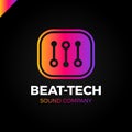 Abstract beat tech equalizer music logo box design in vector.