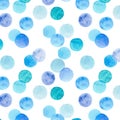 Abstract beautiful artistic tender transparent bright blue, navy, aquamarine, turquoise, circles pattern watercolor hand sketch Royalty Free Stock Photo